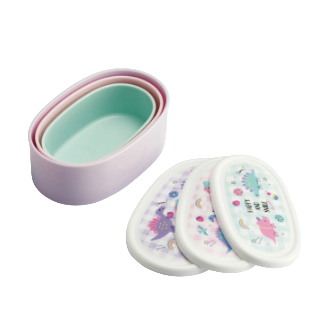 (Pre-Order) Skater Set of 3 Antibacterial Sealable Lunch Boxes, Happy & Smile Rainbow Design