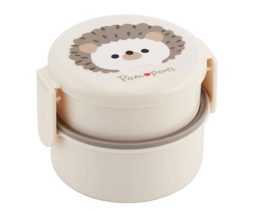 (Pre-Order) Skater Antibacterial Round Lunch Box 2 Tiers/500ml Pompon's Hedgehog