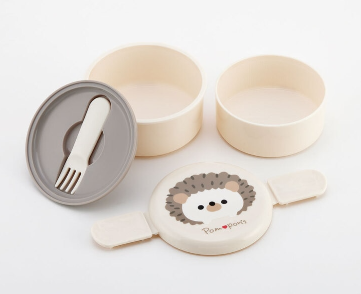 (Pre-Order) Skater Antibacterial Round Lunch Box 2 Tiers/500ml Pompon's Hedgehog
