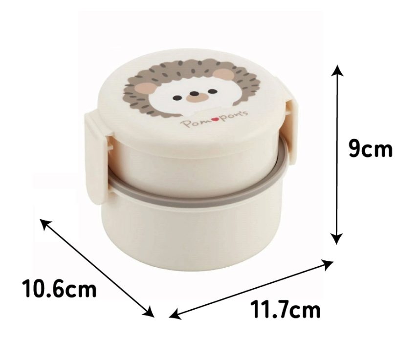 (Pre-Order) Skater Antibacterial Round Lunch Box 2 Tiers/500ml Pompon's Hedgehog