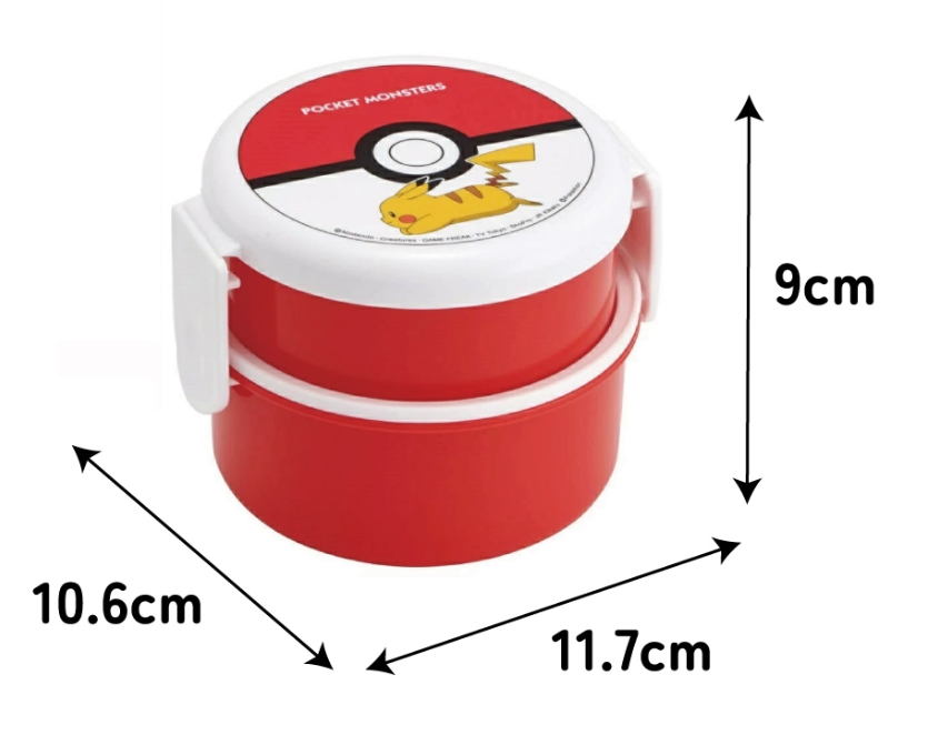 (Pre-Order) Skater Lunch box two-tier 500ml range compatible round cute character kids kid pokemon Pikachu