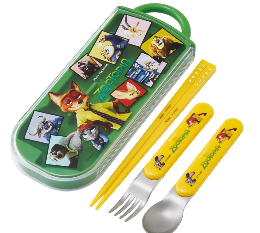 (Pre-Order) Skater Spoon Fork Chopsticks Set Kids Case Dishwasher Compatible Sliding Lunch Hash  Nick Judy Disney