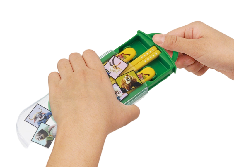 (Pre-Order) Skater Spoon Fork Chopsticks Set Kids Case Dishwasher Compatible Sliding Lunch Hash  Nick Judy Disney