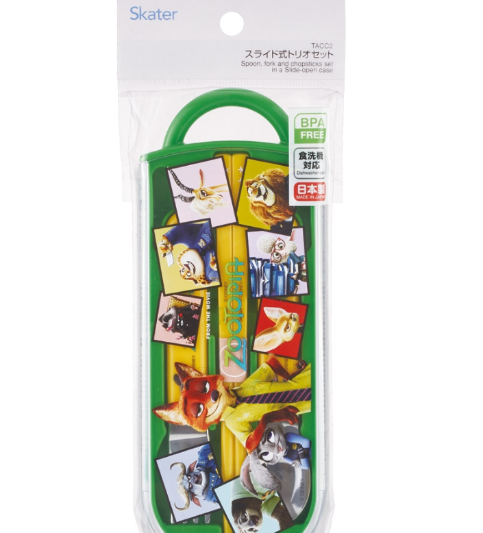 (Pre-Order) Skater Spoon Fork Chopsticks Set Kids Case Dishwasher Compatible Sliding Lunch Hash  Nick Judy Disney