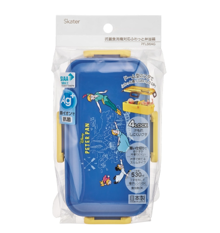 (Pre-Order) Skater ntibacterial Soft Bento Box, 1 Tier/530ml, Keeps Side Dishes Crushed, Peter Pan