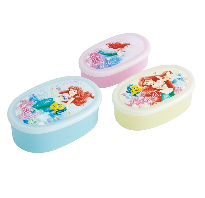 (Pre-Order) Skater Set of 3 Ariel 24 Antibacterial Lunch Boxes, Sealable Storage Containers