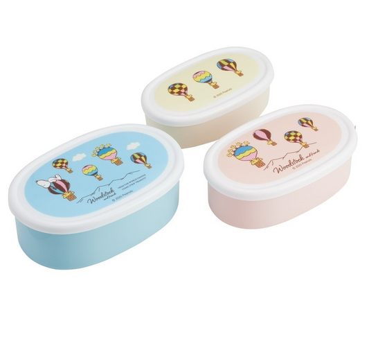 (Pre-Order) Skater Set of 3 Snoopy and Woodstock (Travel) Lunch Boxes, Antibacterial