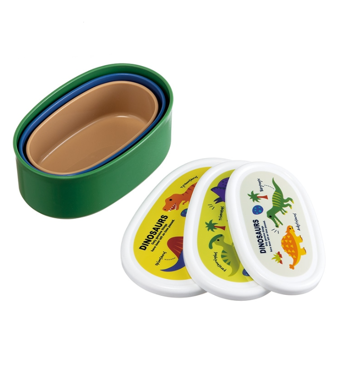 (Pre-Order) Skater Set of 3 Dinosaur-themed Lunch Boxes, Antibacterial