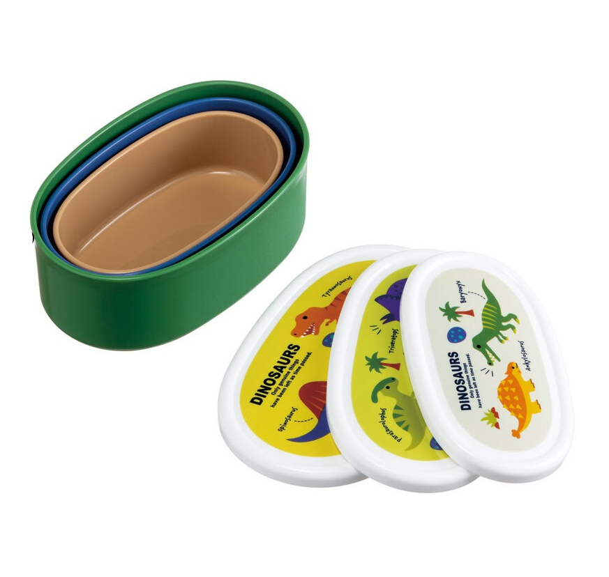 (Pre-Order) Skater Set of 3 Dinosaur-themed Lunch Boxes, Antibacterial