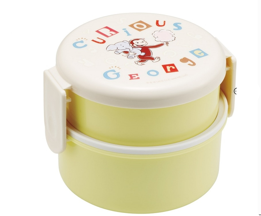 (Pre-Order) Skater Round Lunch Box 2 Tiers/500ml Curious George Alpha