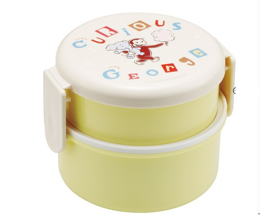 (Pre-Order) Skater Round Lunch Box 2 Tiers/500ml Curious George Alpha