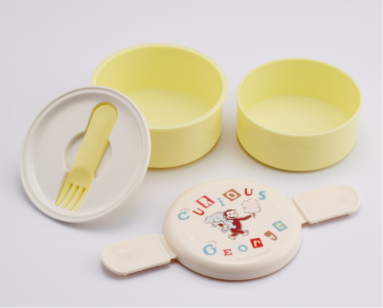 (Pre-Order) Skater Round Lunch Box 2 Tiers/500ml Curious George Alpha