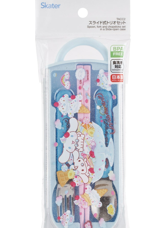 (Pre-Order) Skater Children's Lunch Box Trio Set Easy to Open Sliding Type Cinnamoroll