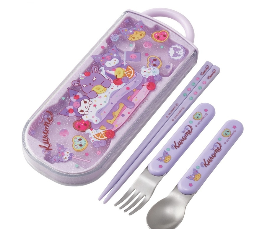 (Pre-Order0 Children's Lunch Box Trio Set Easy to Open Sliding Type Kuromi