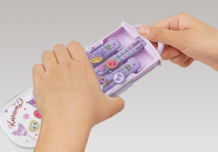 (Pre-Order0 Children's Lunch Box Trio Set Easy to Open Sliding Type Kuromi