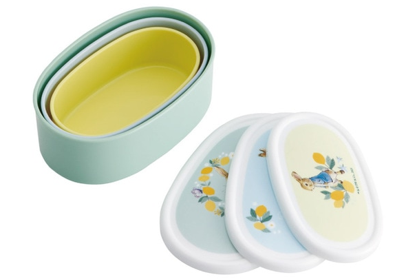 (Pre-Order) Skater Bento box seal container antibacterial storage container set of 3 pieces Peter Rabbit