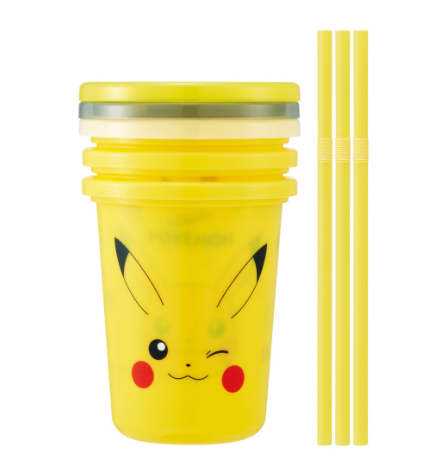 (Pre-Order) Skater 3-Piece Set of Plastic Tumblers with Straws and Lids, Pokémon Pikachu Face