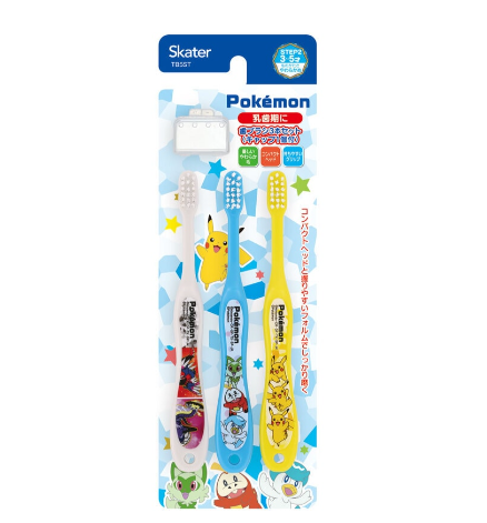 (Pre-Order) Skater Toothbrush Set of 3 / Pokemon 23N for Kindergarteners