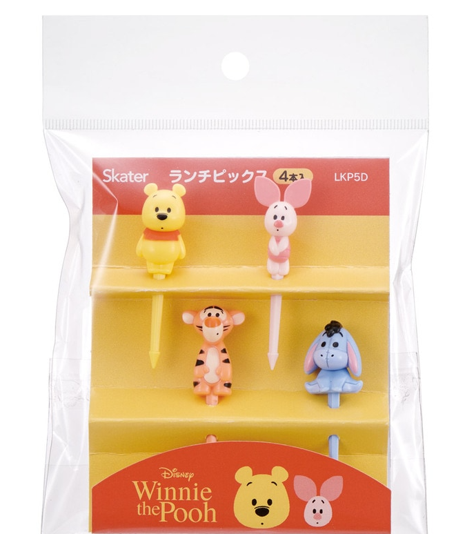 (Pre-Order) Skater Lunch Pick 4 Packs Lunch Pick Lunch Box Pick Skewer Bento Decoration Winnie the Pooh