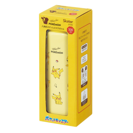 (Pre-Order) Skater Octagonal Stainless Steel Mug Water Bottle, 500mlPokémon, Pikachu, Boys