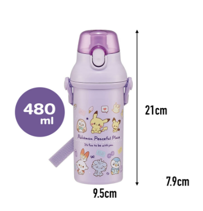 (Pre-Order) Skater Children's Direct Drinking Plastic Water Bottle, 480ml, PokePeace