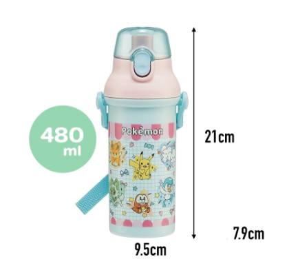 (Pre-Order) Skater plastic water bottle, 480ml, Pokémon Popping