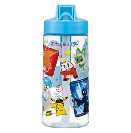 (Pre-Order) Skater 500ml Clear Water Bottle with Spout and Straw Pokémon 24 Years