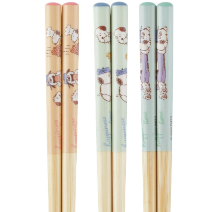 (Pre-Order) Skater Cute Chopsticks Set for Kids, 3 Pairs Snoopy