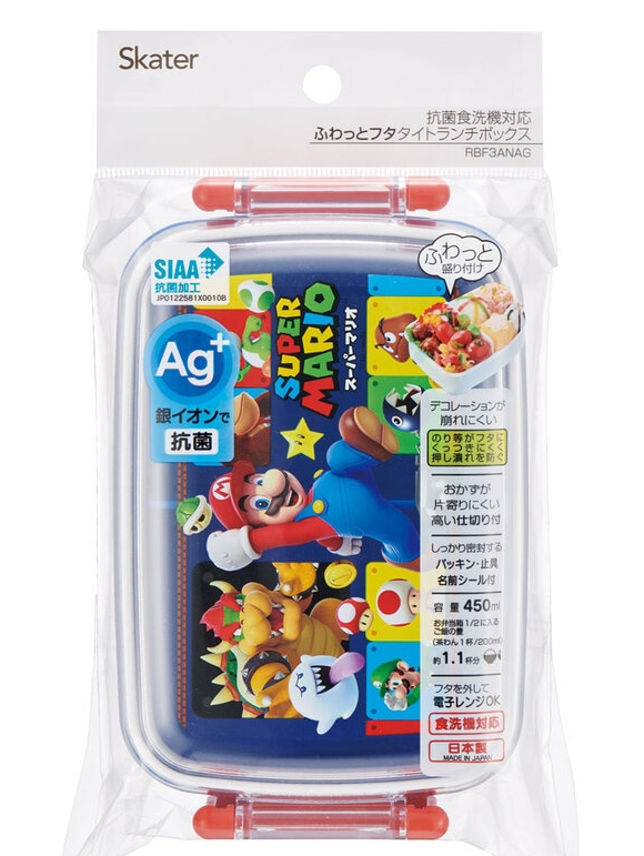 (Pre-Order) Skater Antibacterial side dishes are not easy to collapse Fluffy Lid Lunch Box (Square Type) 1 tier/450ml Super Mario