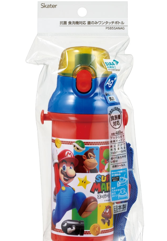 (Pre-Order) Skater Children's Direct Drinking Plastic Water Bottle 480ml Super Mario