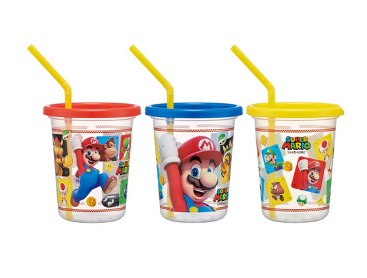 (Pre-Order) Skater Tumbler with straw 320ml/set of 3 Super Mario