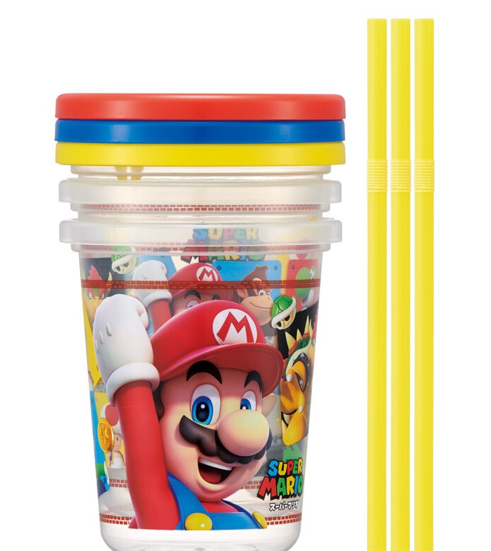 (Pre-Order) Skater Tumbler with straw 320ml/set of 3 Super Mario