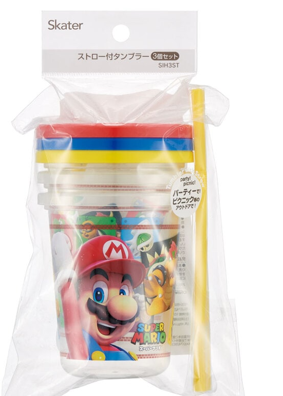 (Pre-Order) Skater Tumbler with straw 320ml/set of 3 Super Mario