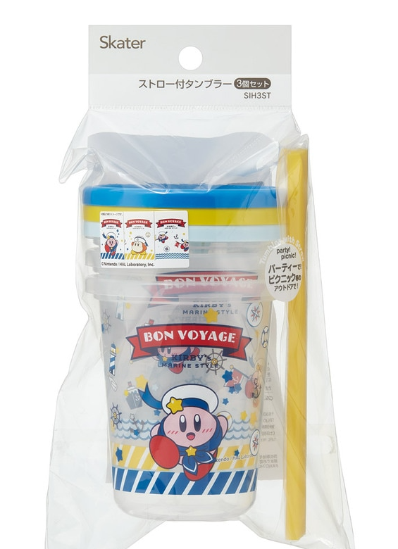 (Pre-Order) Skater Tumbler with straw 320ml/set of 3 Kirby Voyage