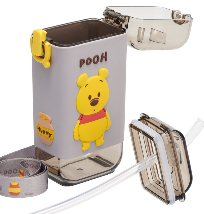 (Pre-Order) Skater Square Straw Bottle Water Bottle One Push 450ml Kids Kids Character Winnie the Pooh