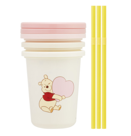 (Pre-Order) Skater Winnie the Pooh HUG&HEART BE POOH Tumblers with Straws, Set of 3