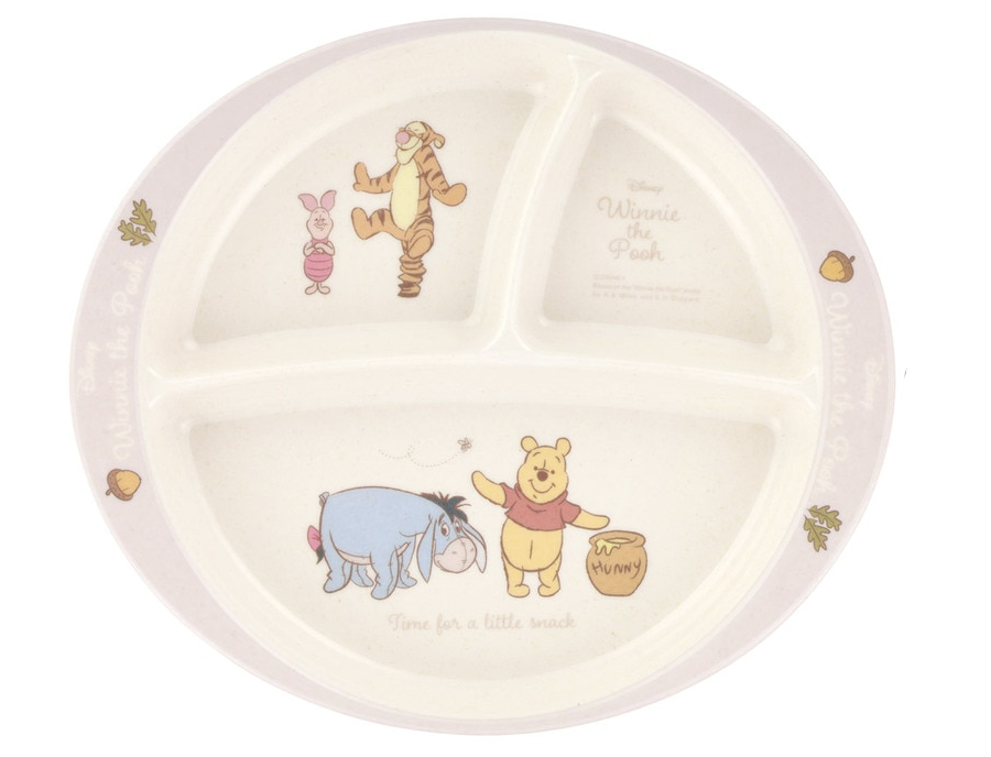 (Pre-Order) Skater Lunch Plate 430ml Divider Bamboo Melamine Plate Plate Tableware Dishwasher Safe Kids Winnie the Pooh