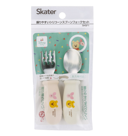 (Pre-Order) Skater asy-to-grip silicone spoon and fork set for babies and children Winnie the Pooh