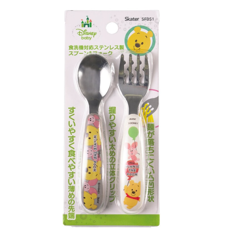(Pre-Order) Skater stainless steel spoon and fork set featuring Winnie the Pooh