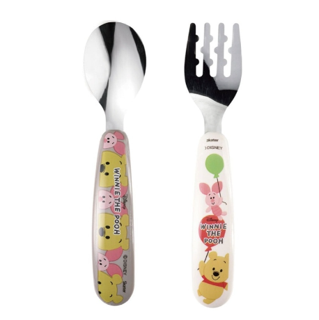 (Pre-Order) Skater stainless steel spoon and fork set featuring Winnie the Pooh
