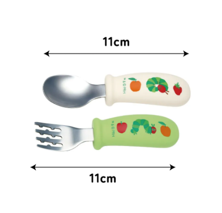 (Pre-Order) Skater + The Very Hungry Caterpillar silicone spoon and fork set for babies