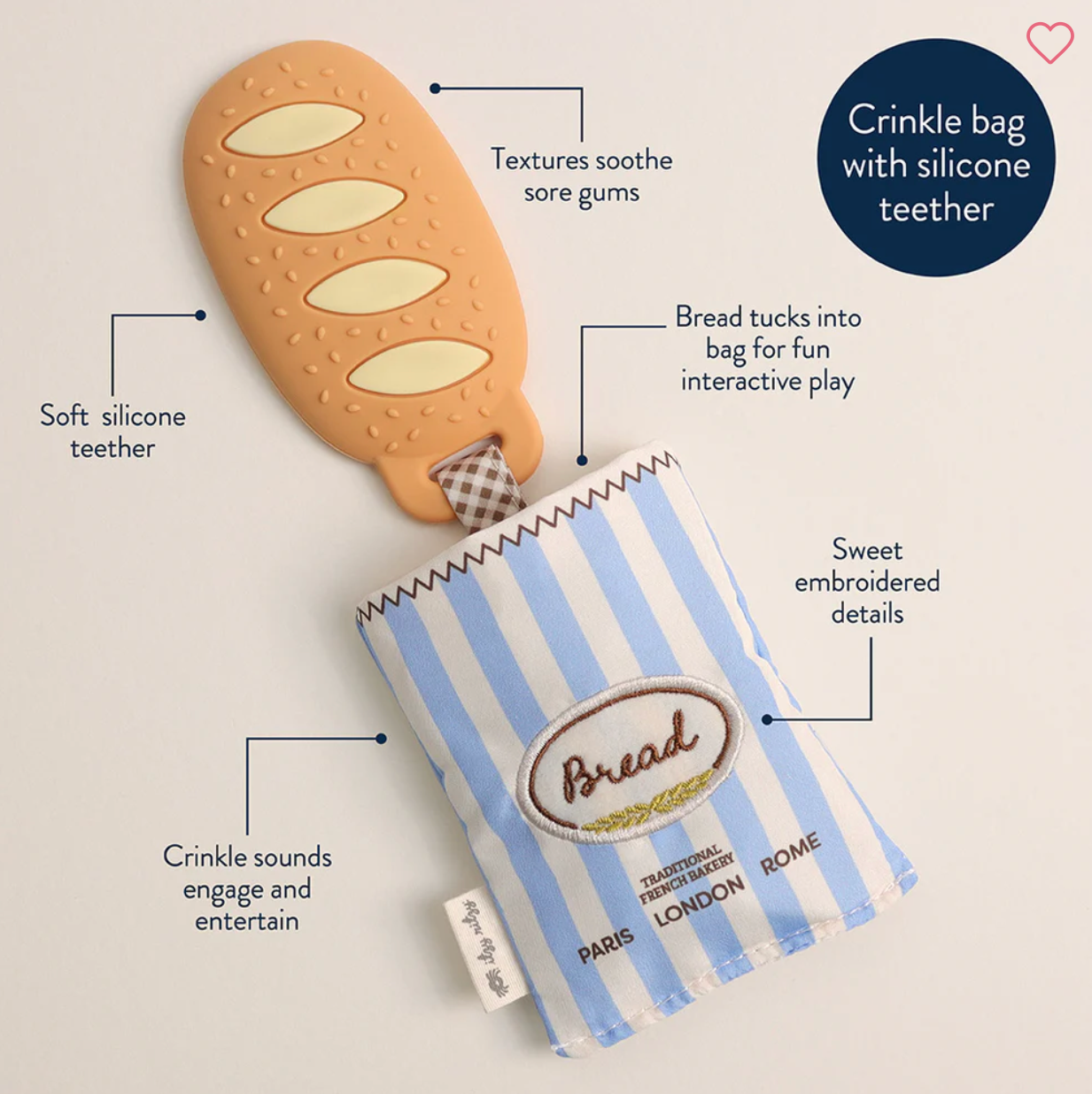 (Pre-order) Itzy Ritzy Teensy Crinkle Teether Bread