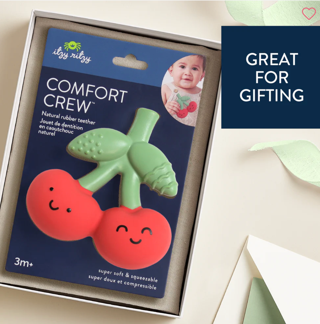 (Pre-order) Itzy Ritzy Natural Rubber Teether - Cherry