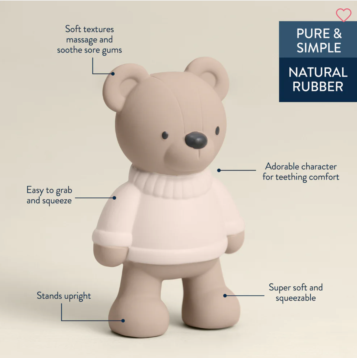 (Pre-order) Itzy Ritzy Natural Rubber Teether - Bear