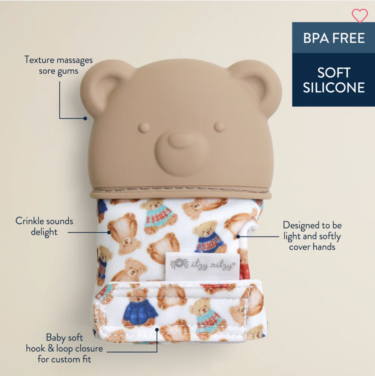 (Pre-order) Itzy Ritzy Teething Mitten Bear
