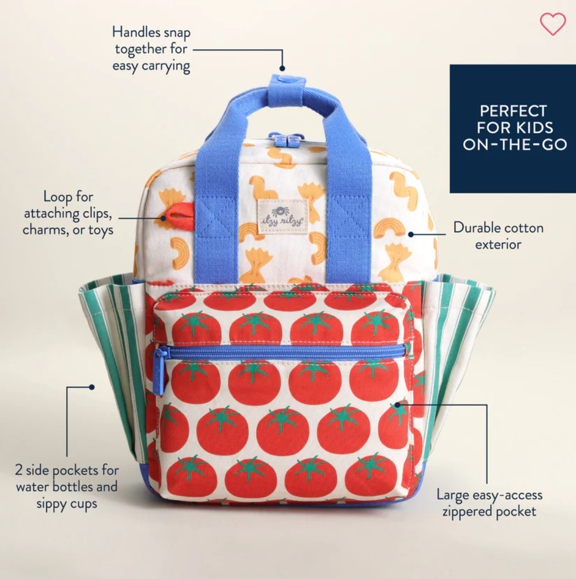 (Pre-order) Itzy Ritzy Toddler Backpack Pasta