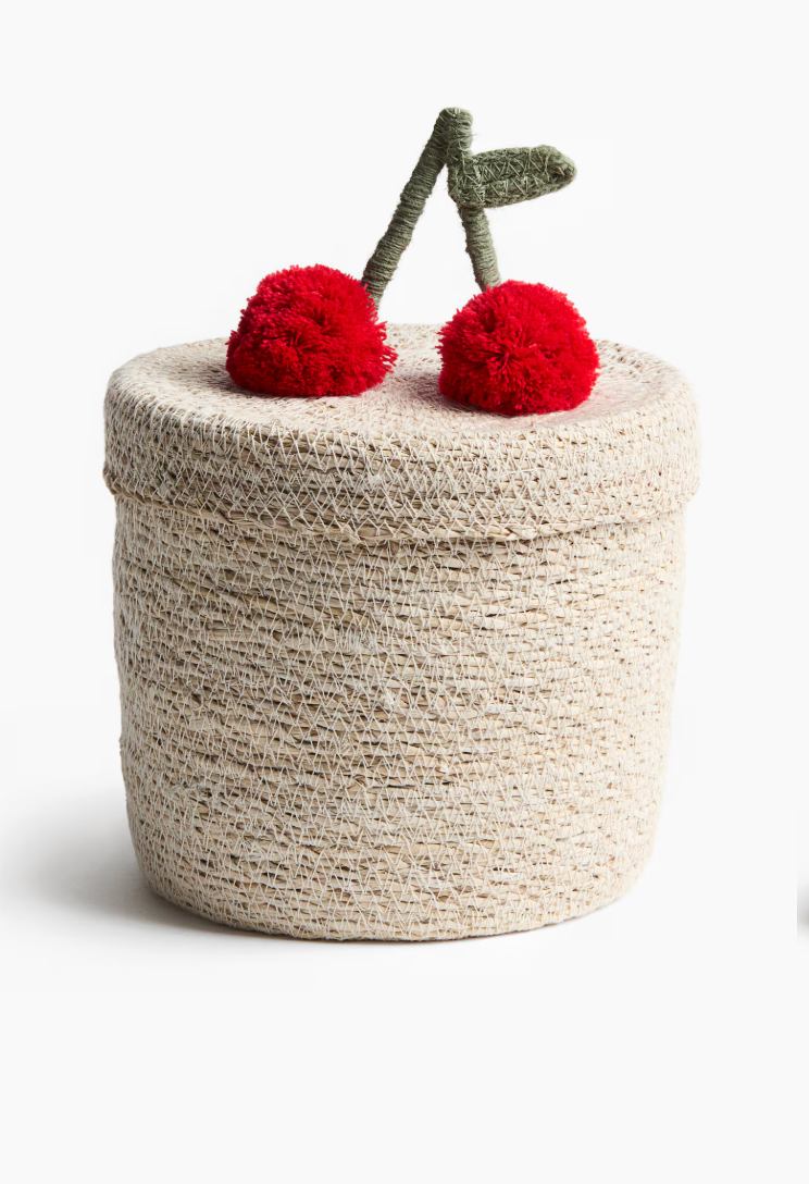 (Pre-order) H&M Home Pompom Seagrass Storage Basket 18x20cm