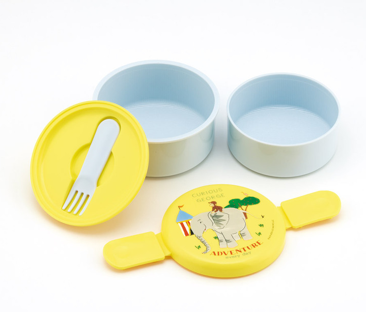 (Pre-Order) Skater  Lunch Box 2 Tiers/500ml Curious George Zoo