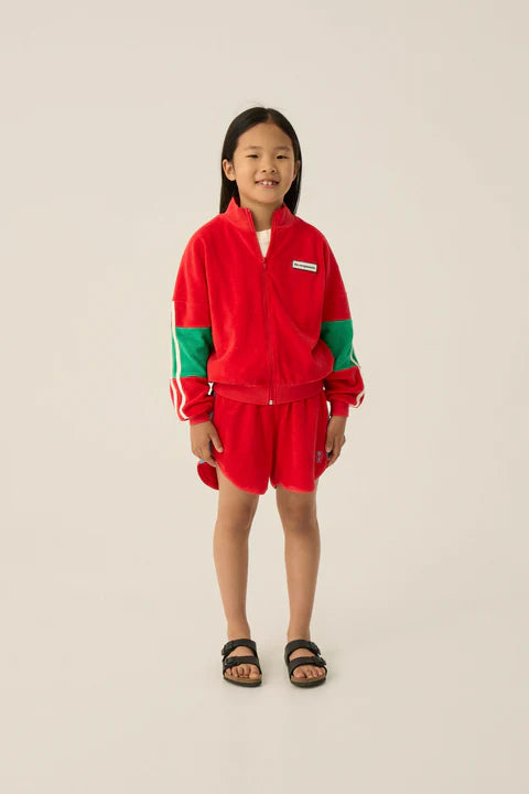 (Pre-Order)The Campamento Red Color Block Zipped Sweatshirt