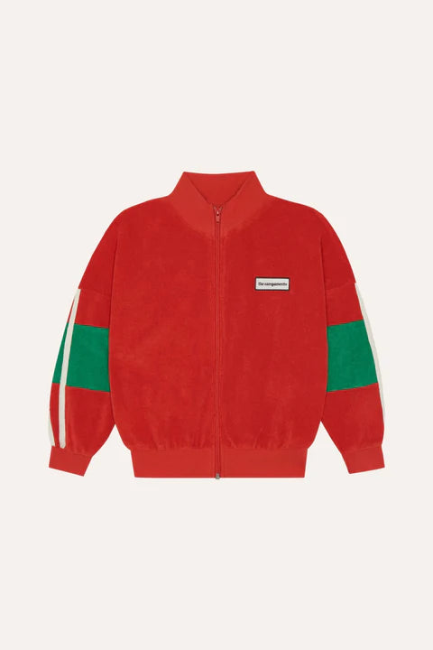 (Pre-Order)The Campamento Red Color Block Zipped Sweatshirt